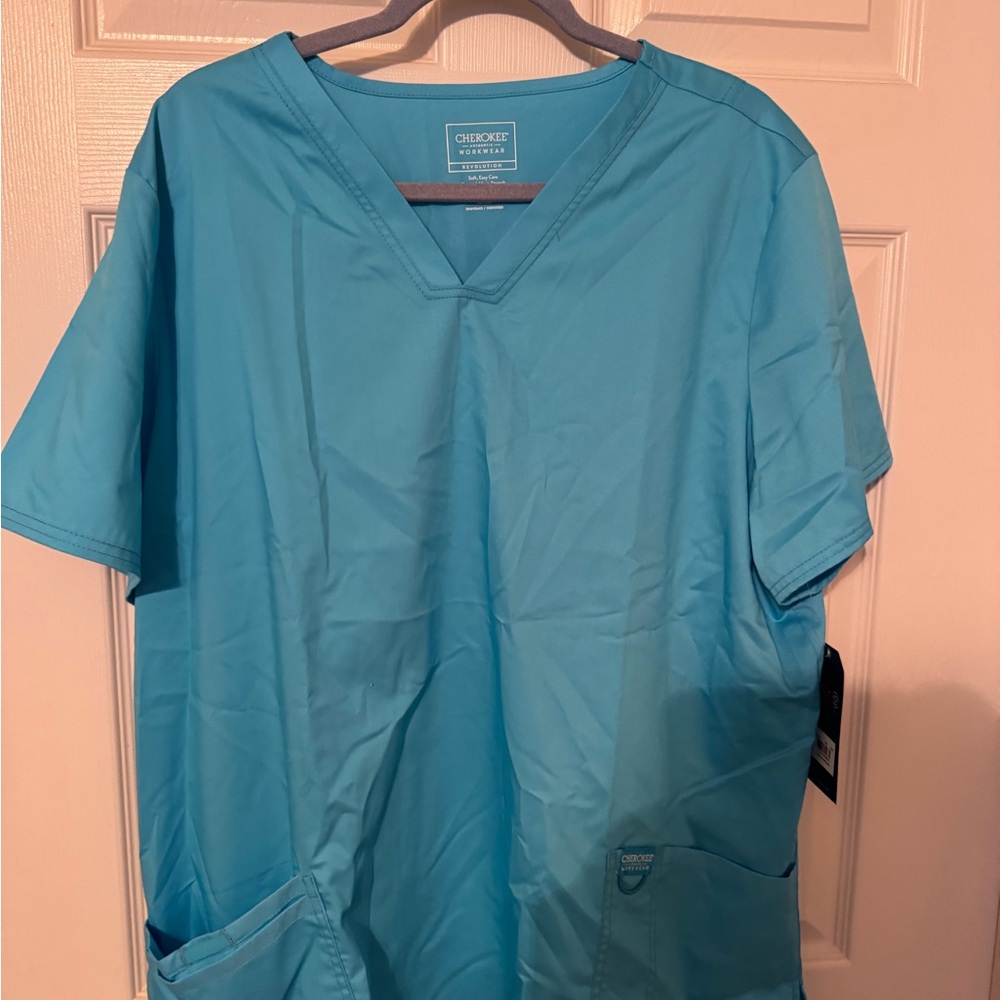 Cherokee Blue Scrub Top